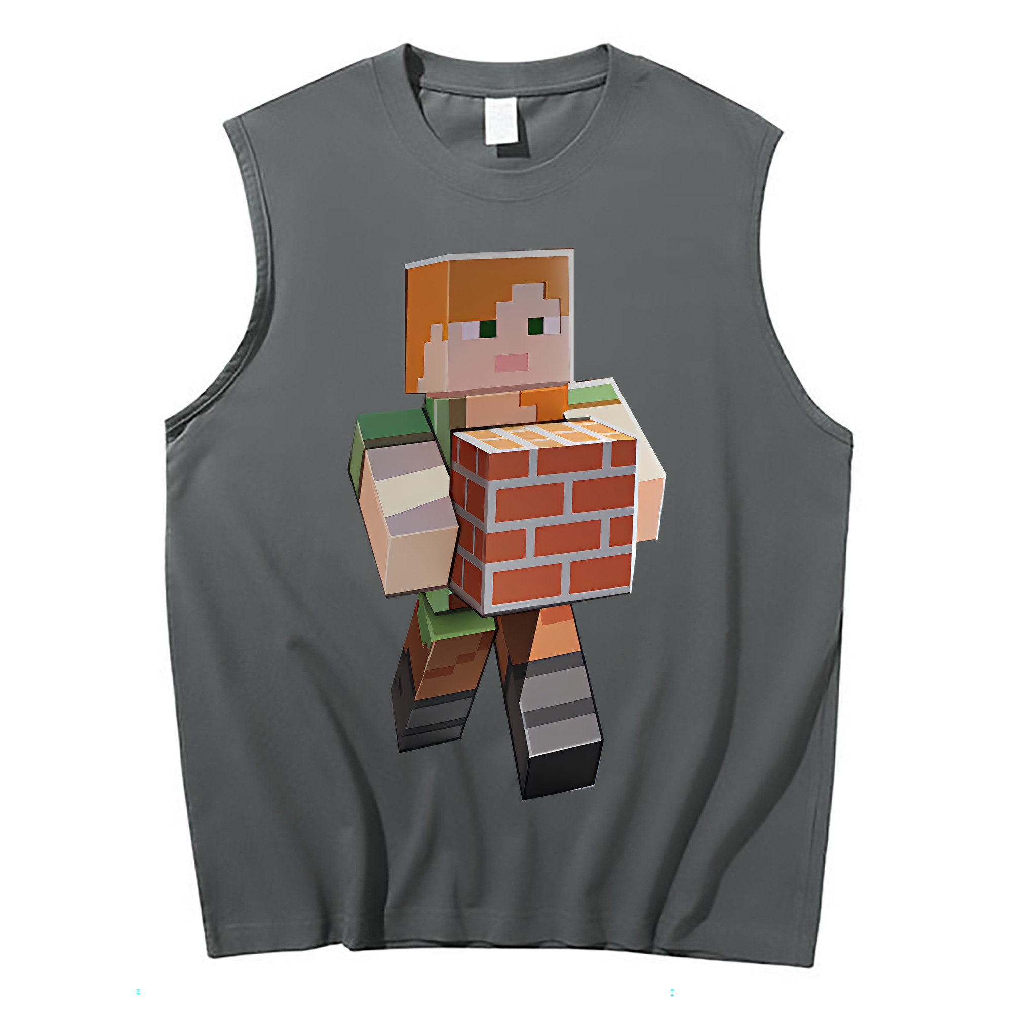 （画像用） マインクラフト ブロックの世界 Minecraft MC Block world コットン100％タンクトップ（フロントプリント）